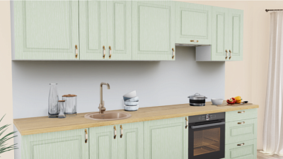 Кухня на заказ Зелень патина 246 ТР Прямоугольник